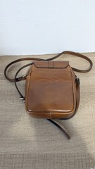 Patricia Nash Zeva Leather Crossbody Wallet Cognac Caramel Hard Case Saddle Bag