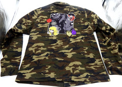 Vtg RWBY Anime Camo Jacket Green Cotton Canvas Button Down Patches Medium RARE