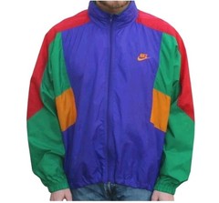 Vintage 80’s 90’s Nike Windbreaker Jacket, Color Block Full Zip XXL