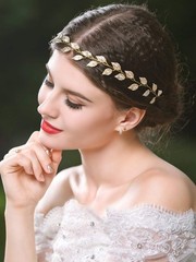 15.7in Gold Wedding Leaves Hair Vine Bridal Leaf Headpiece Headbands