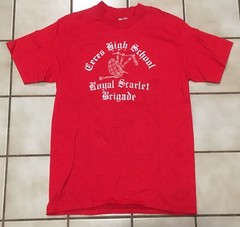 Vintage Ceres High School Royal Scarlet Brgade T Shirt Bagpipes 80s 1980s Size L