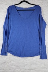 Free People Sienna Snap Cuff Long Sleeve Top Forever Blue Size: XS