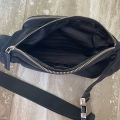 Prada Y2K Vintage Black Nylon & Saffiano Leather Belt Bag w/ Silver Hardware