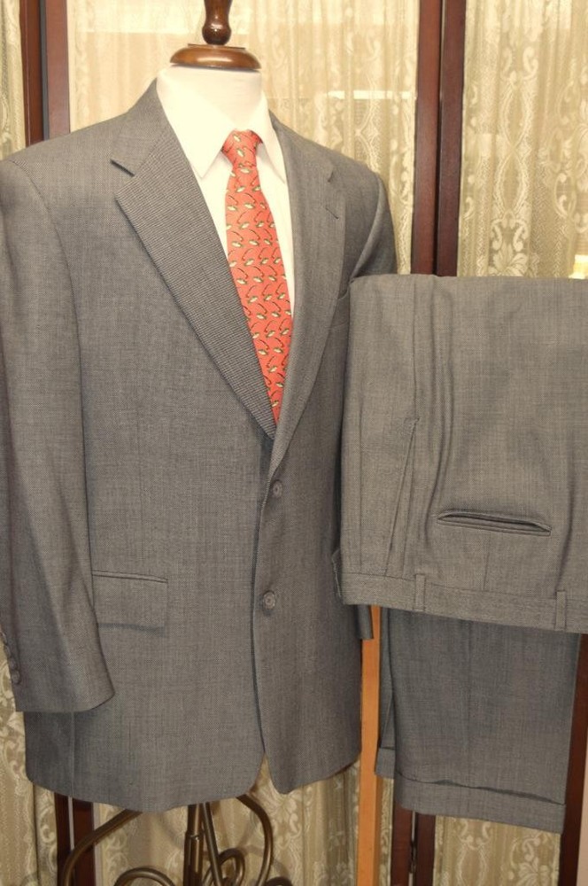 USA Hart Schaffner Marx Gold Trumpeter 40 R gray nailhead 1 vent suit flaw y1j3