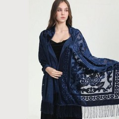 Velvet Tassel Scarf Ethnic Style Long Shawl Wrap Women Qipao Cape Warm Cover