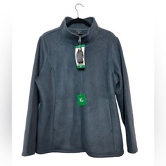 32 DEGREES Womens Fleece Blue Gray Tech Cozy Zip Jacket Blue Size XL