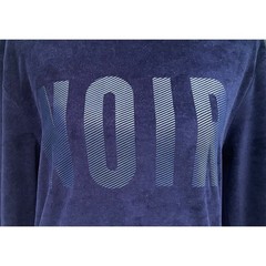 Zara Man Velour NOIR Sweatshirt Navy Blue Crewneck Pullover Size S