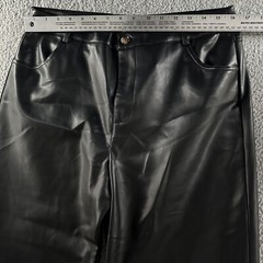 12th Tribe Womens Pants Black Size XL High Rise Wide Leg Faux Leather Cotton