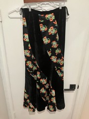 Free People Women’s Twisted Velvet/Satin Maxi Skirt, Black Multi, Size 10
