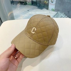 Unique design down cotton pressed grid warm baseball cap winter embroidery hat