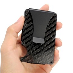 Men’s RFID Blocking Slim Money Clip Carbon Fiber Wallet ID Credit Card Holder