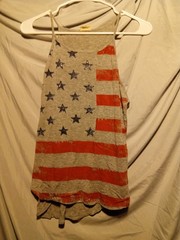 Women’s Gray USA Flag Stars Halter Sleeveless Rhinestone Tank Top Regular S