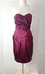 ​Coast Pure Silk Dress Strapless Purple Special Occasion Back Bow Detail Size 12