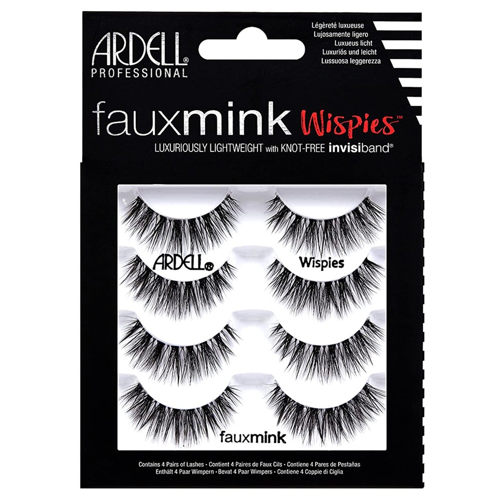 Ardell False Lashes Faux Mink Wispies Eyelashes, 1 pk x 4 pairs