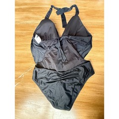 Bar III Womens Black Cowl Neck Halter One Piece Swimsuit Monokini Cutout Ruched
