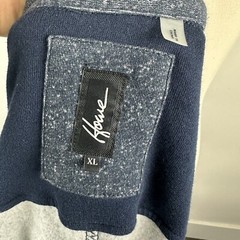Howe Mens Blazer Jacket Coat L XL Knit Mixed Media Navy Blue Speck Casual
