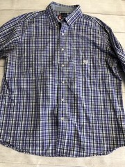 Chaps Shirt Mens XL Purple Plaid Easy Care Button-Down Embroidered Logo