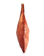 ITALIAN HAND-WOVEN VINTAGE-WASHED CALF LEATHER HOBO SHOULDER BAG – MADE IN ITALY