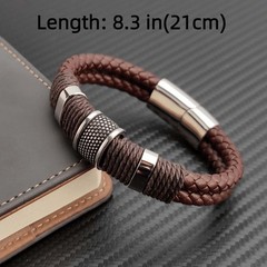 Sleek Magnetic Clasp Leather Bracelet Fits Casual & Professional Work Outfits