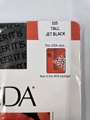 Leda Ultra Sheer Pantyhose Reinforced Toe 525 Size Tall Jet Black