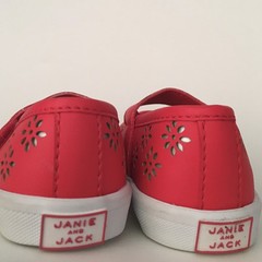 Janie and Jack Girls’ Red Mary Jane Sneakers Size 4 Hook Loop Closure