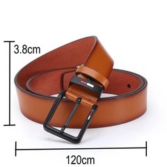 Men’s 120cm x 3.8cm PU Leather Belt Alloy Square Pin Buckle Business Casual
