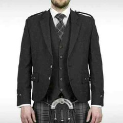 Men’s Argyle Charcoal Kilt Plaid Jacket with Waistcoat size (34″ to 54″)