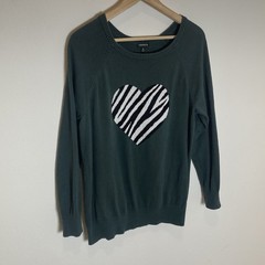 Torrid 0 Women’s Green Pullover Sweater Long Sleeve Cozy Lounge Heart Comfort
