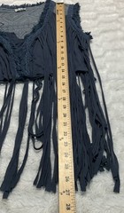 POL Women’s Small Steel Blue Frayed Fringed Vest Southwest Design Shirt Top