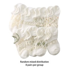 8 Pairs Women Lace Flower Short Socks Low Cut Socks Transparent Breathable Socks
