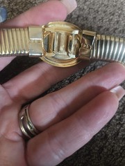 Vintage Style Gold Tone Snake Chain Stretch Belt With Ovel Faux Gemstone Buckle