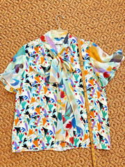 Prabal Gurung Blouse 100% Silk Size 8 Chiffon Bow Bell Sleeves Multicolors Chic