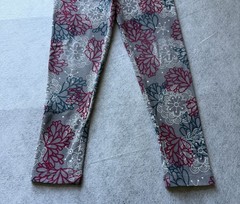 LuLaRoe Kids S/M Gray Floral Ankle Leggings Mid Rise Stretch Yoga Knit