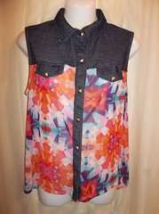VOLUME ONE Semi Sheer Sleeveless BLOUSE Top Junior Women’s Size XL
