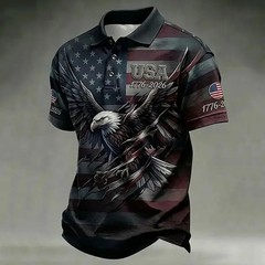 Men’s America’s 250th Anniversary Eagle Polo Shirt, USA 250 Years American Flag