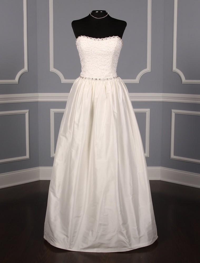JUSTINA ATELIER Meaghan Ivory Pink Strapless Silk Wedding Dress Bridal Gown 8