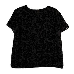 Vintage AKA Eddie Bauer Burnout Velvet Blouse Top Black Silk Blend Large NWOT