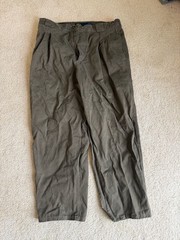 Trilogy Vintage Pleated Cotton Chino Pants Olive Green
