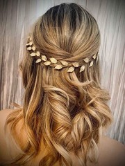 15.7in Gold Wedding Leaves Hair Vine Bridal Leaf Headpiece Headbands
