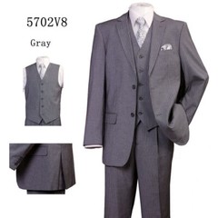 Men’s 2 Button Jacket, pants with vest , wool feel Stripe ,Double Vents 5702V8