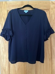 CeCe Bell Sleeve Navy Blouse XL