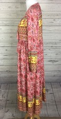 R.Vivimos Women Floral Print Retro VNeck Tassel Bohemian Midi Dress Size L 12/14