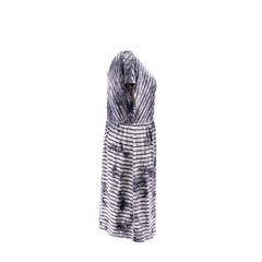Style & Co Gray Black Striped Midi V Neck Dress Short Sleeve Rayon Spandex