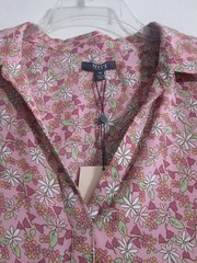 NYDJ Becky Split Neck Floral Georgette Blouse 1X Summer Rose Pink Dolman Sleeve