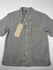 Barena Venezia Camicia Bagolo Shirt Mens 48 US Med Striped Cotton Nylon Navy