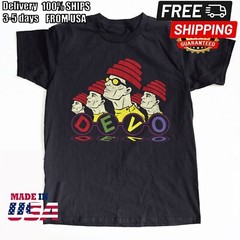 DEVO BAND Rock Band Black Unisex Cotton T-shirt Size S-4XL FD1103