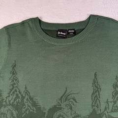 Dr. Seuss The Grinch Sweater Mens Large Green Whoville Graphic Knit