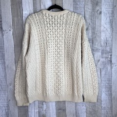 Vintage Carraig Donn Pure Wool Irish Cable Knit Fisherman Sweater Men Size Large