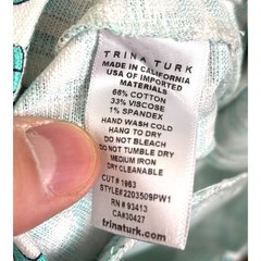 Trina Turk Womens 10 Teal Blue White Moss 2 Retro Ankle Pant Designer NEW