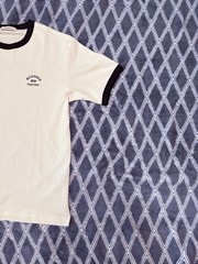 POLHAM Men’s Graphic Print Ringer T-Shirt White/Black Crew Neck S/S M